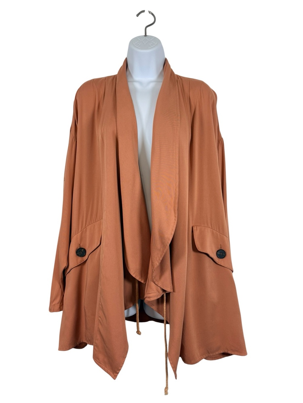 Entro Oversized Draped Open Front Cardigan Jacket Large Boho Lightweight Layer